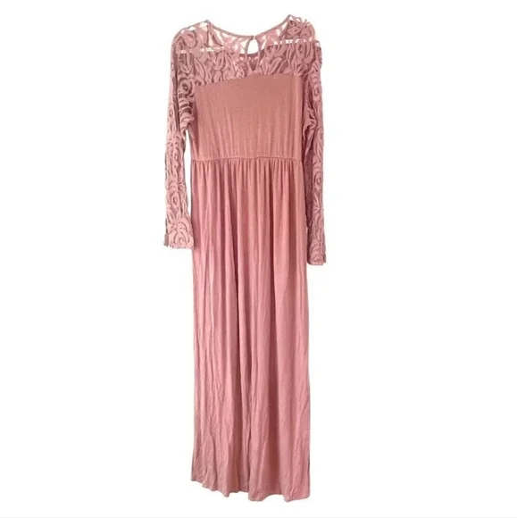 Pinkblush Mauve Lace Sleeve Maxi Dress - Picture 4 of 13
